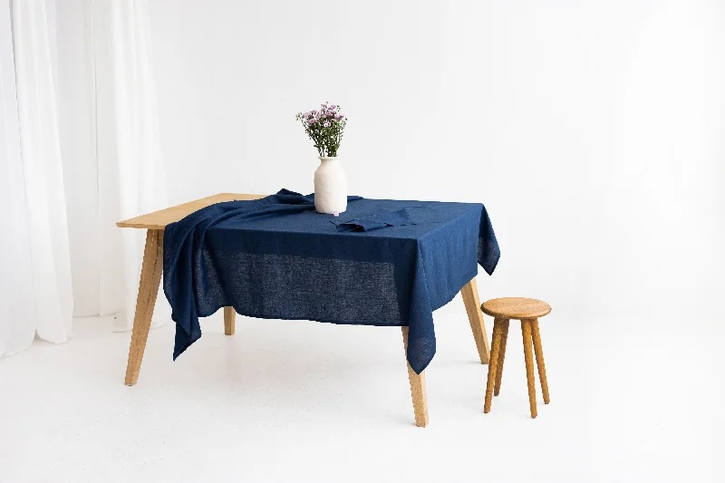 Midnight Blue Linen Tablecloth