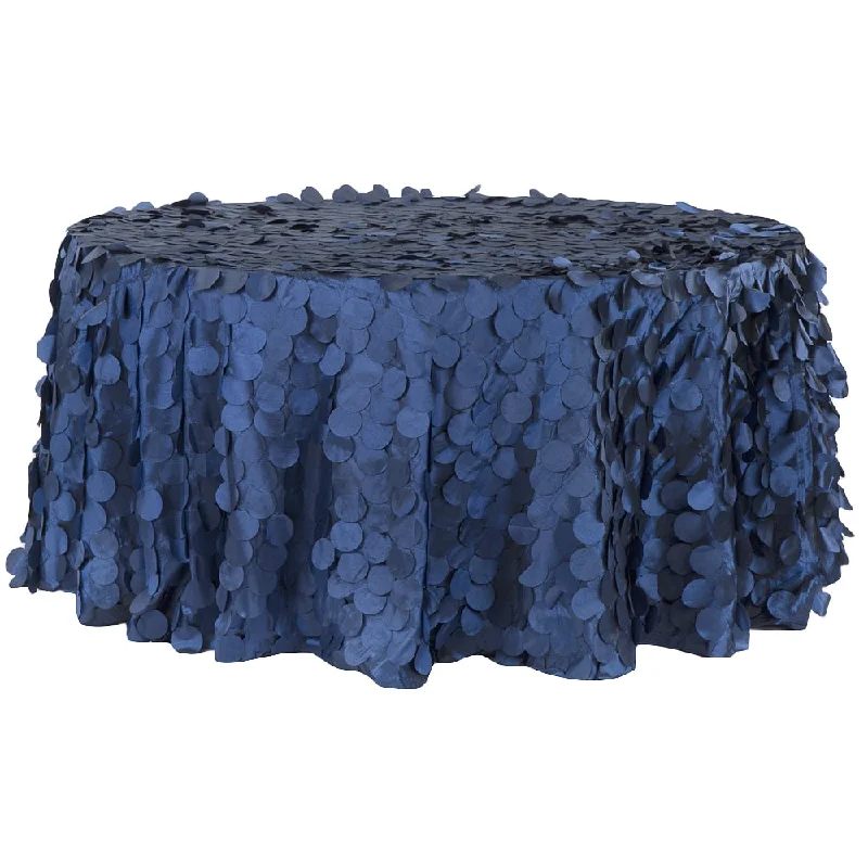 Petal Circle Taffeta Round 120" Tablecloth - Navy Blue