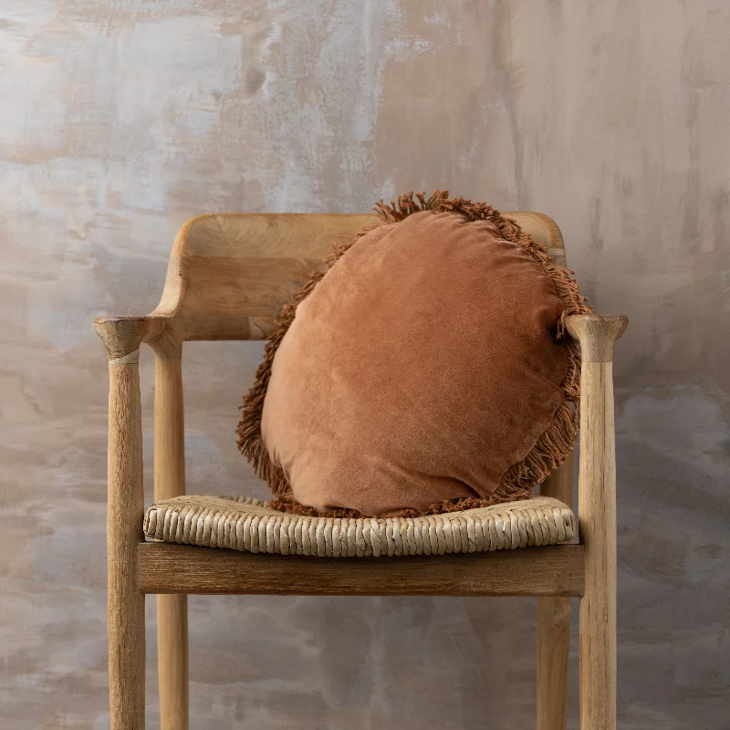 Velvet Round Cushion | Terracotta