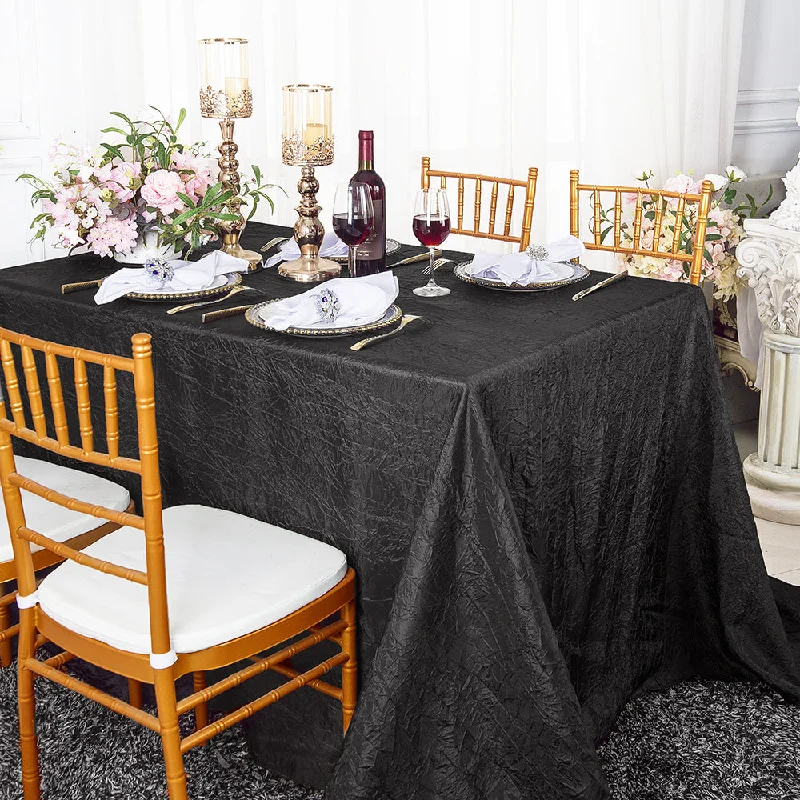 90"x156" Seamless Rectangular Crushed Taffeta Tablecloth - Black (1pc)