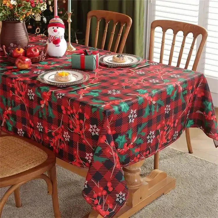 Christmas Buffalo Rectangle Tablecloth, Xmas Table Covers