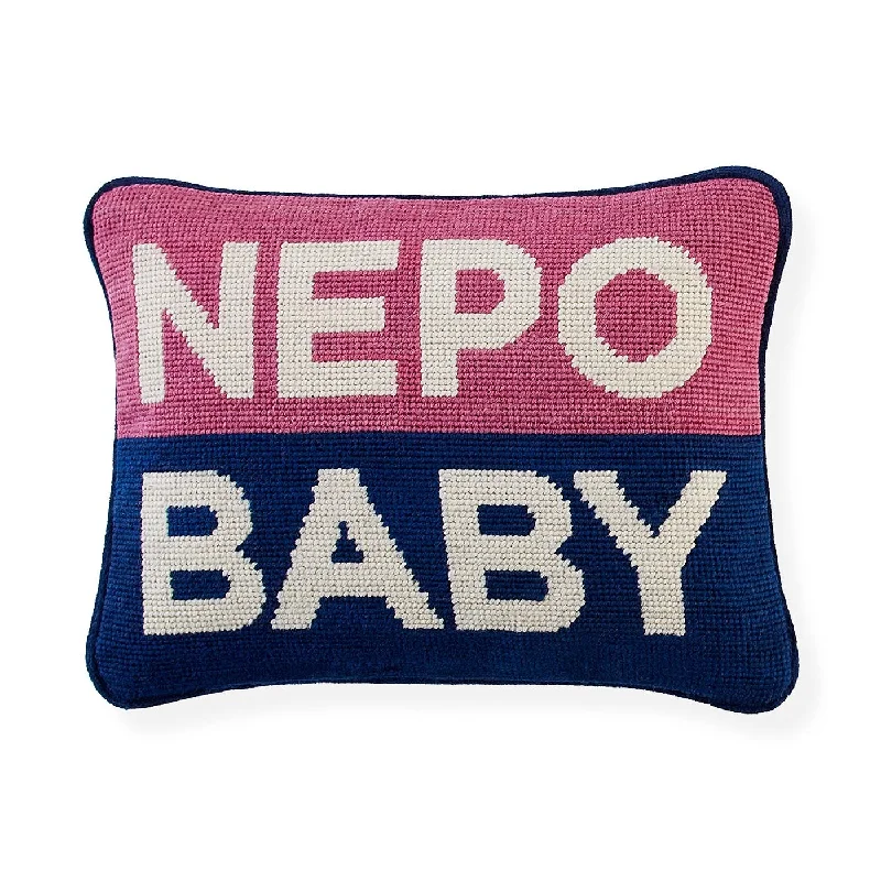 Nepo Baby Needlepoint Pillow