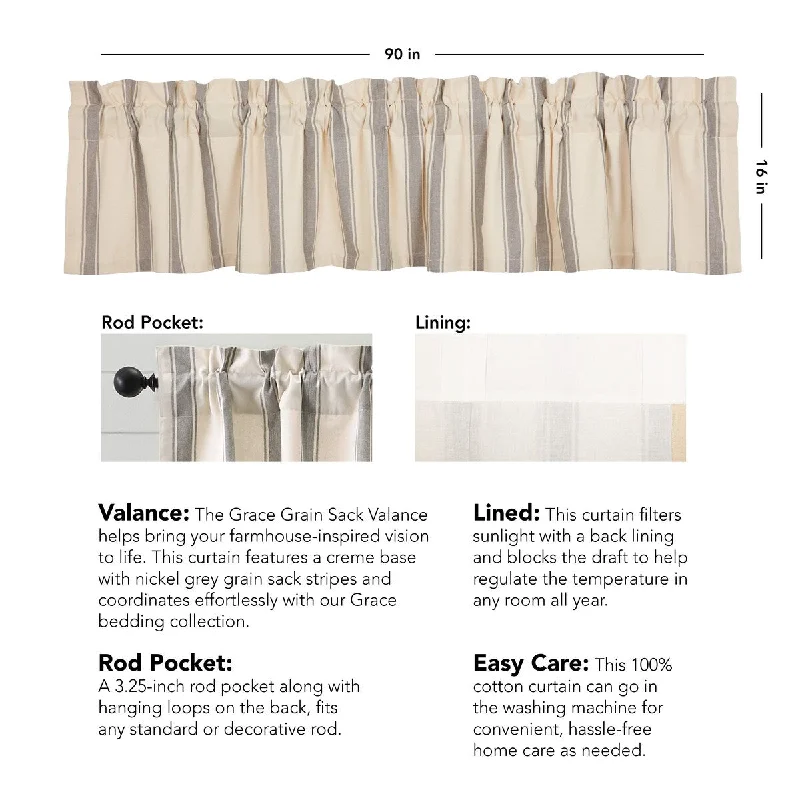 Grace Grain Sack Stripe Valance 16x90