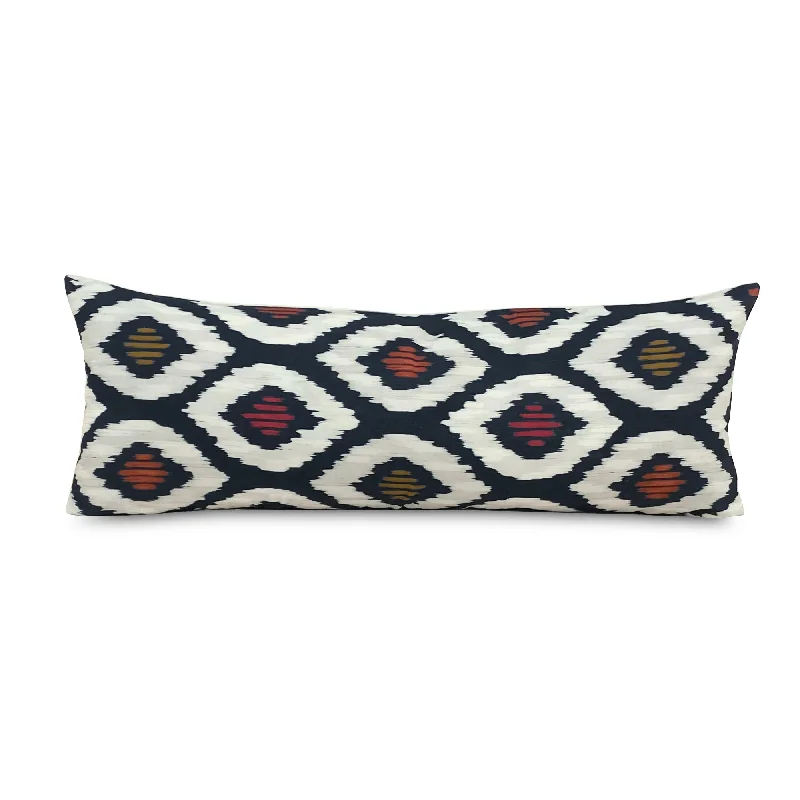 Indigo Modern Ikat Lumbar Pillow Cover 13x36