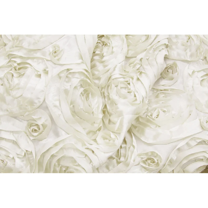 Wedding Rosette Satin 90"x132" rectangular Tablecloth - Ivory