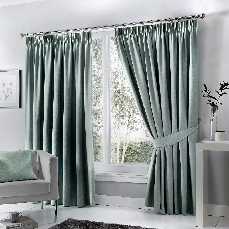 Dijon Duck Egg Blackout Thermal Pencil Pleat Curtains