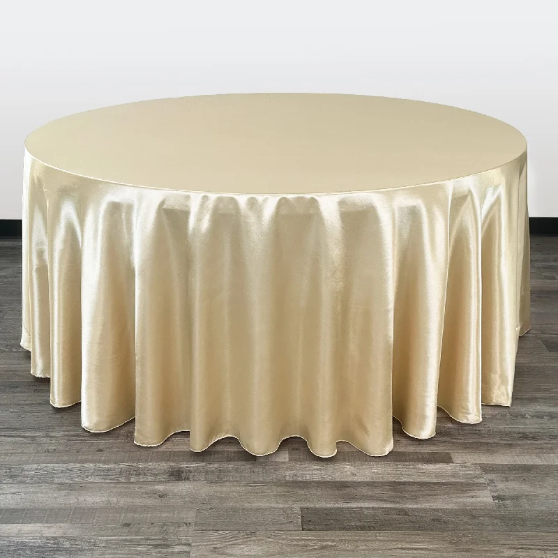 132 inch Satin Round Tablecloth Champagne