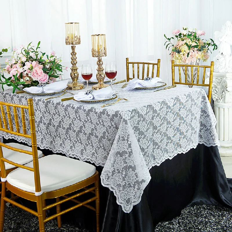 54"x108" Rectangular Caspari Lace Tablecloth/Table Overlay Topper - White (1pc)