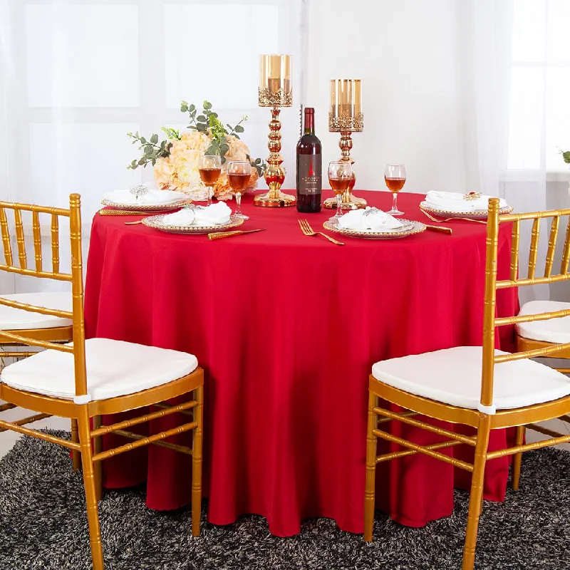 108" Seamless Round Polyester (220 GSM) Tablecloth - Red (1pc)