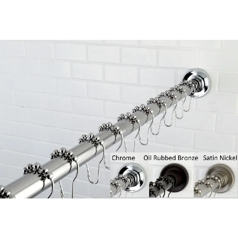 Kingston Brass Contemporary 60 in. to 72 in. Tension Shower Rod with Hooks