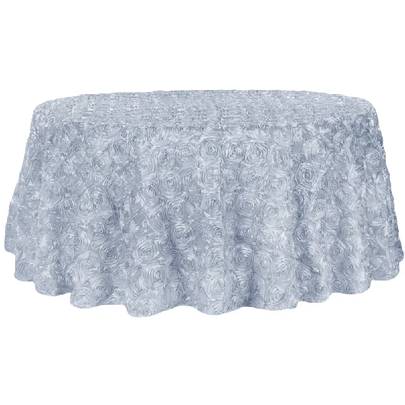 Wedding Rosette SATIN 120" Round Tablecloth - Dusty Blue