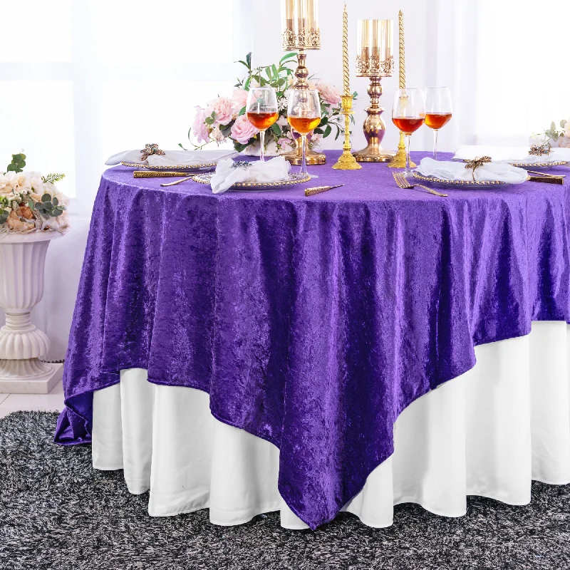 85"x85" Seamless Square Ice Crushed Velvet (200 GSM) Tablecloth/Table Overlay - Regency Purple (1pc)