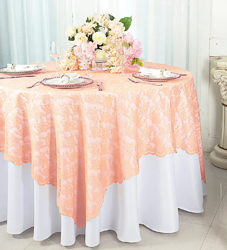 72"x72" Square Caspari Lace Tablecloth/Table Overlay Toppers - Apricot/Peach (1pc)