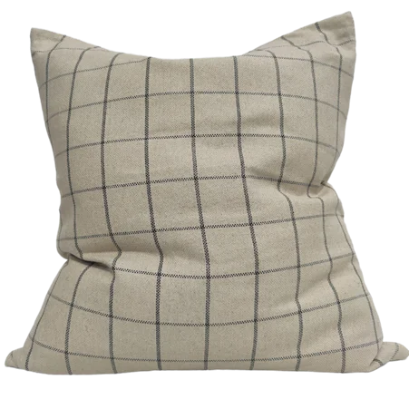 Irish Plaid Rustic Linen Cotton Cushion Black