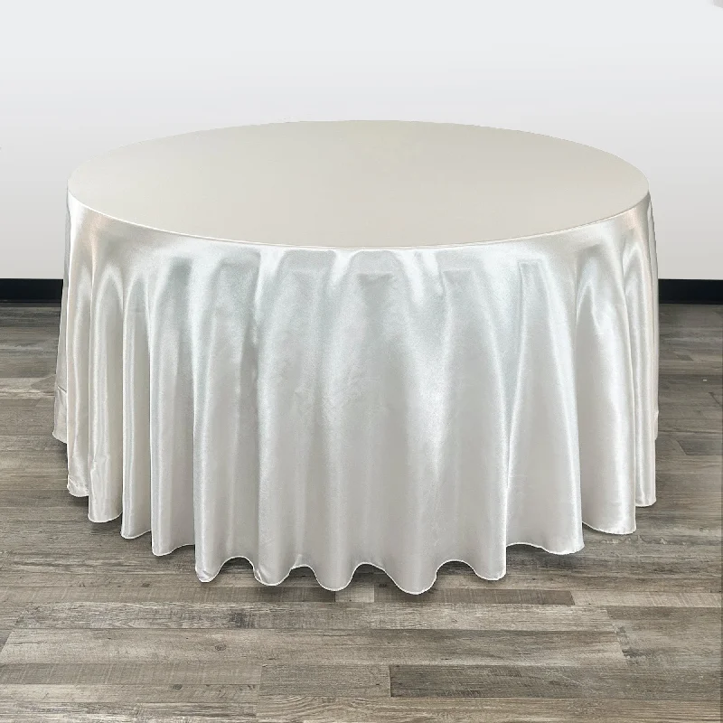 120 inch Satin Round Tablecloth Ivory