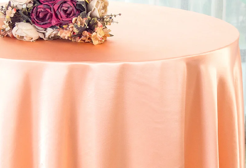 120" Seamless Round Satin Tablecloth - Apricot/Peach (1pc)