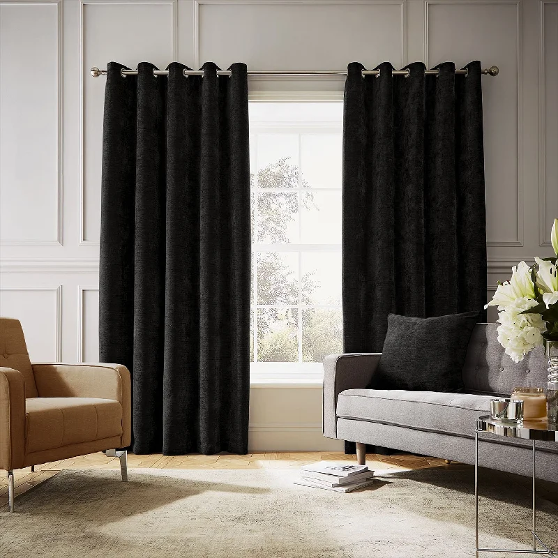 Hyperion Interiors Selene Black Thermal Eyelet Curtains