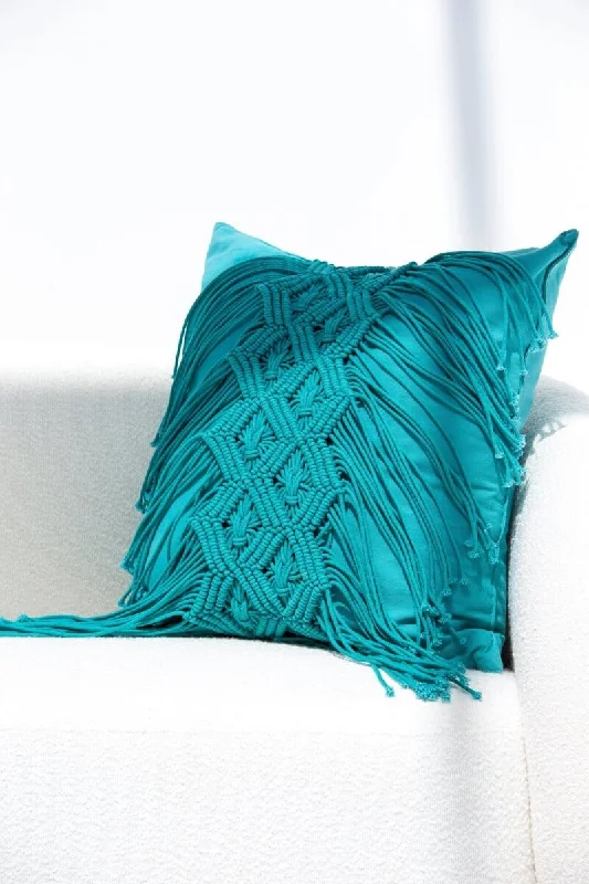 Turquoise Cotton Cushion with Filler (60x60 CM)