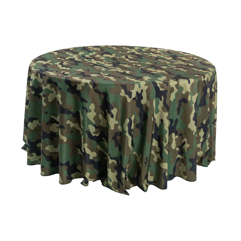 Camouflage Polyester 120" Round Tablecloth