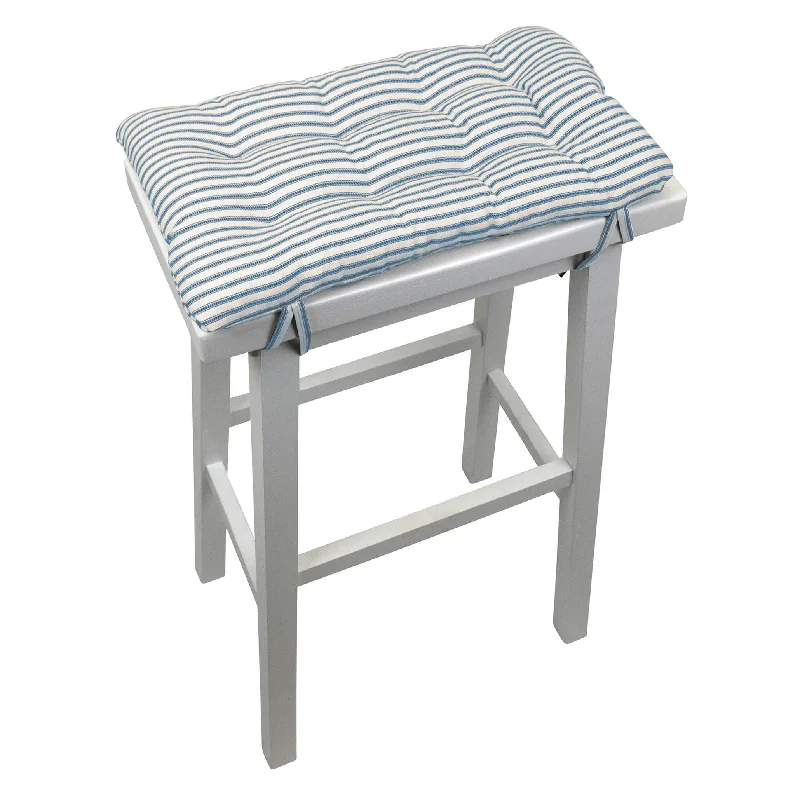 Ticking Stripe Navy Blue Saddle Stool Cushions - Gaucho Stool - Satori Seat Cushions