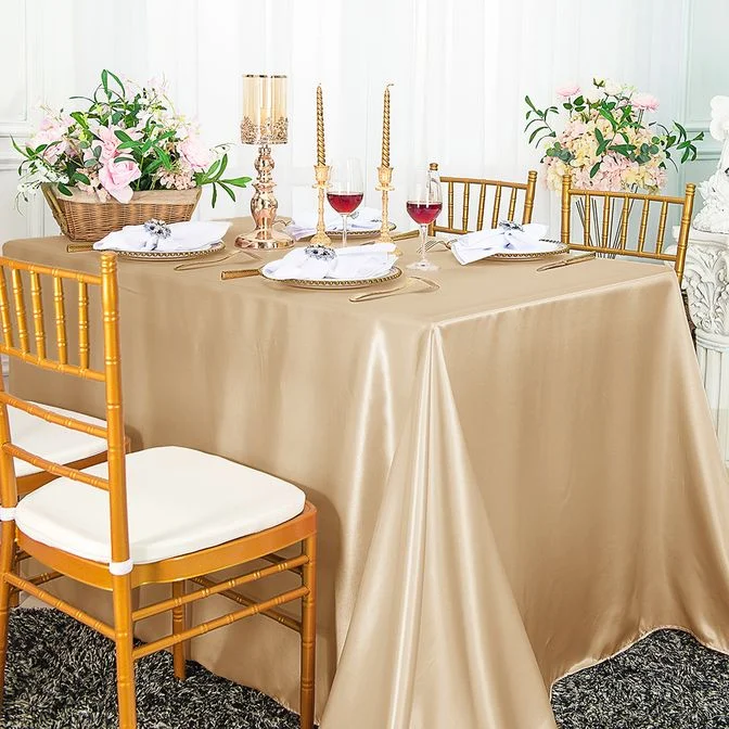 90"x156" Seamless Rectangular Satin Tablecloth - Champagne (1pc)