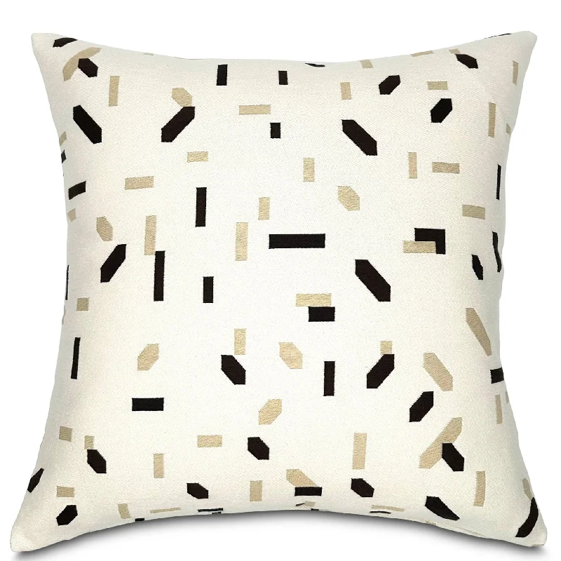 Beige/Black Contemporary  Throw Pillow Cover 22x22