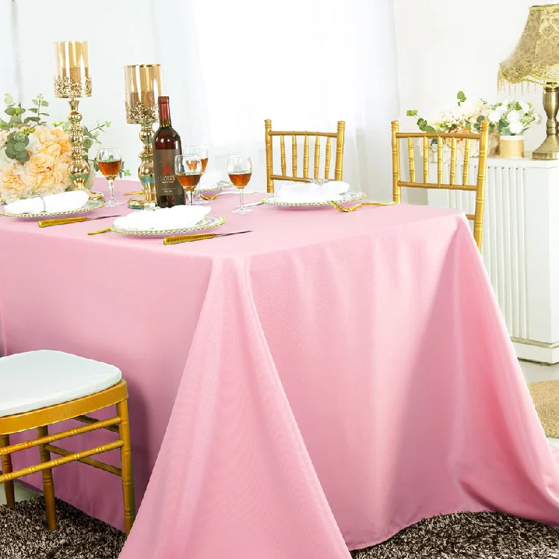 90"x156" Seamless Rectangular Polyester (220 GSM) Tablecloth - Pink (1pc)