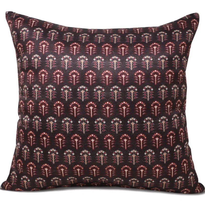 Block Print Paisley Pillow Cover, Floral Brown Pillow Cover