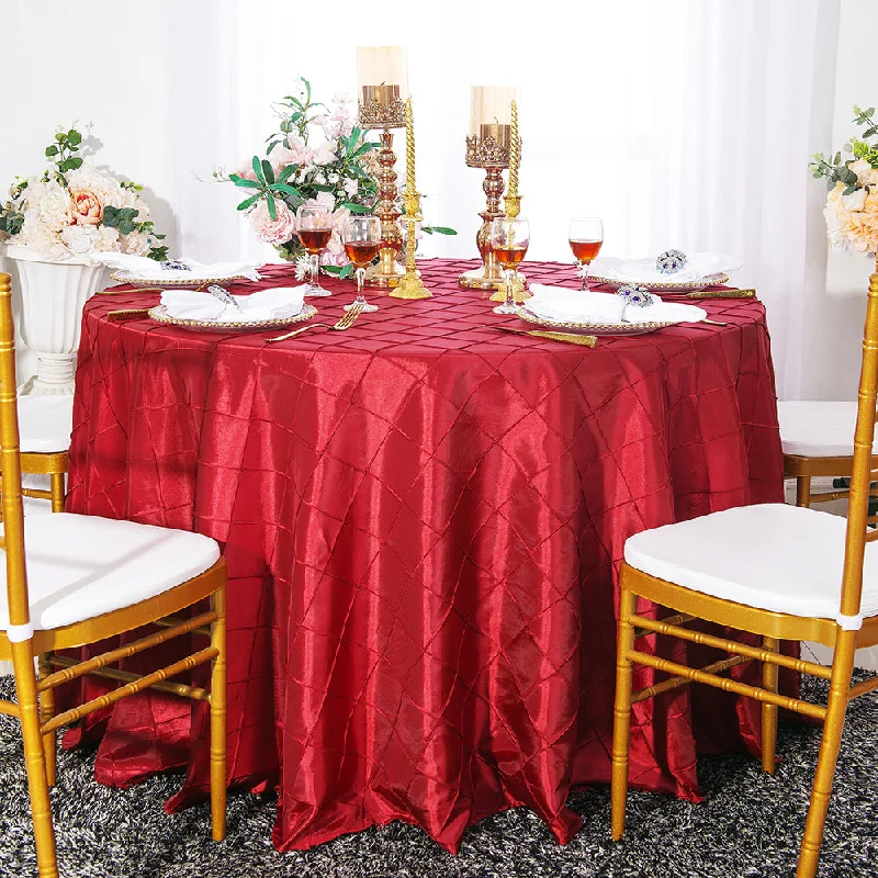 120" Seamless Round Pintuck Taffeta Tablecloth - Apple Red (1pc)