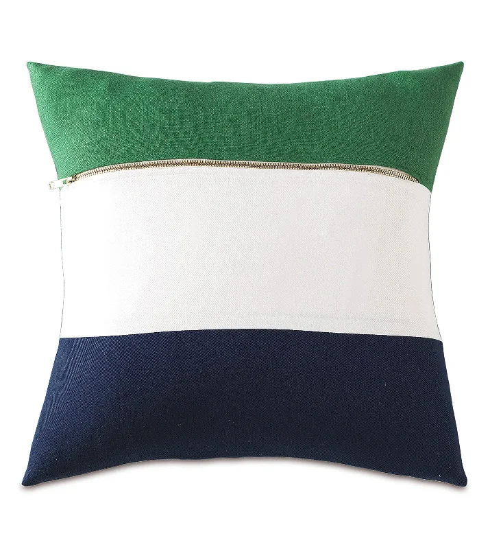 Striped Preppy Color-Block Throw Pillow Cover 18x18