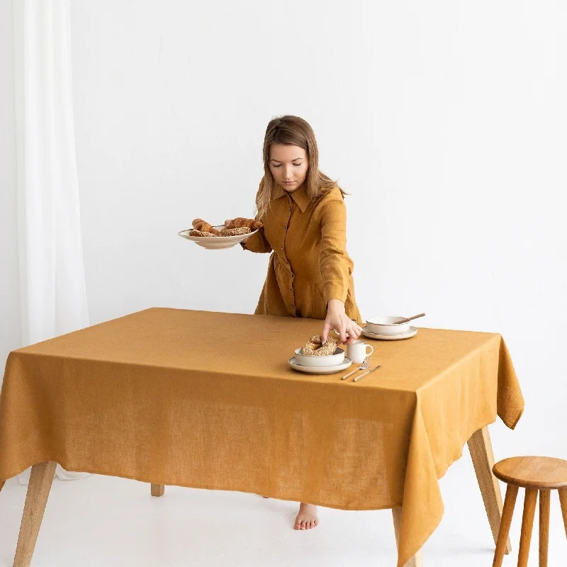 Amber Yellow Linen Tablecloth