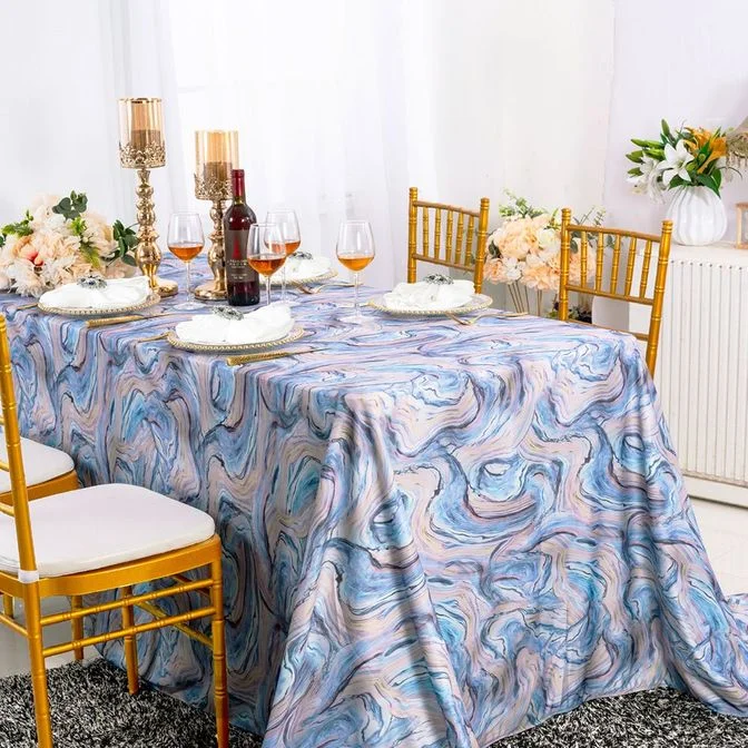 90"x156" Seamless Rectangular Agate Scuba (Wrinkle-Free) (240 GSM) Tablecloth - Dusty Blue (1pc)