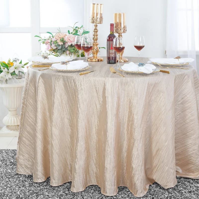 132" Round Accordion Crinkle Taffeta Tablecloth - Champagne (1pc)