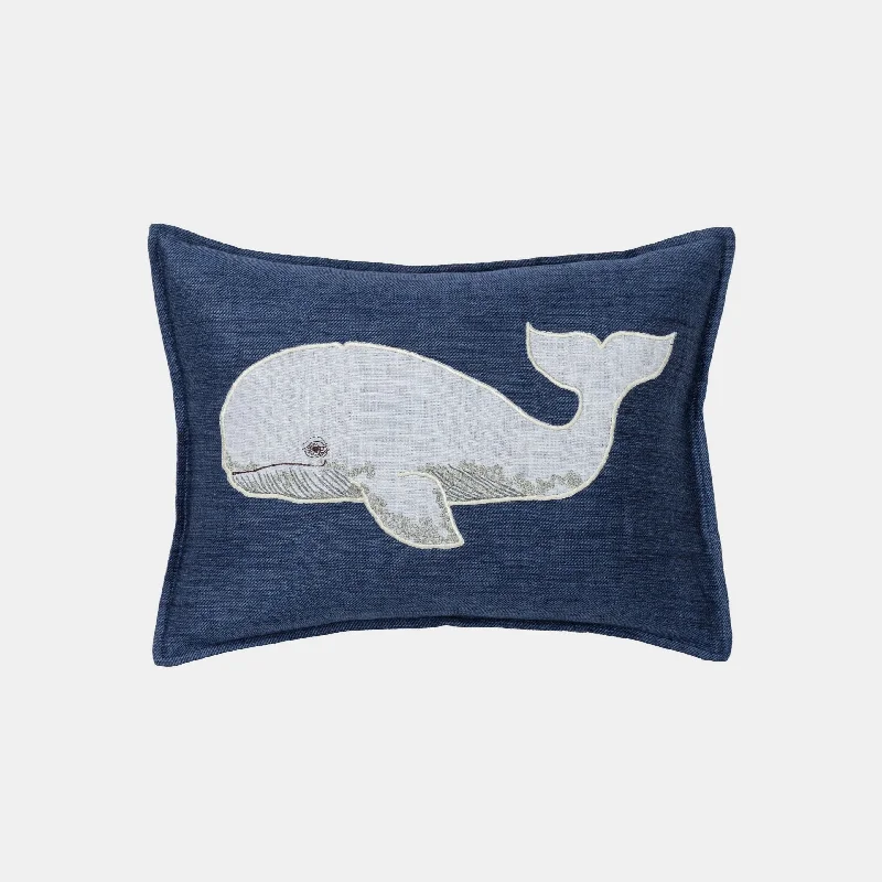 Whale Applique Lumbar Pillow