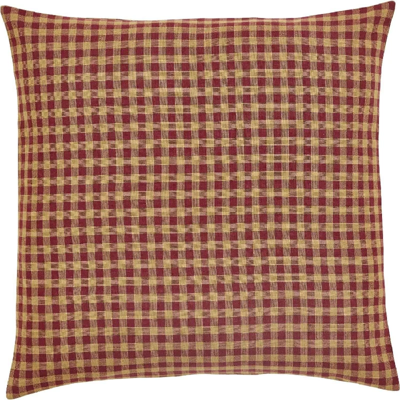 Burgundy Check Fabric Euro Sham 26x26 VHC Brands