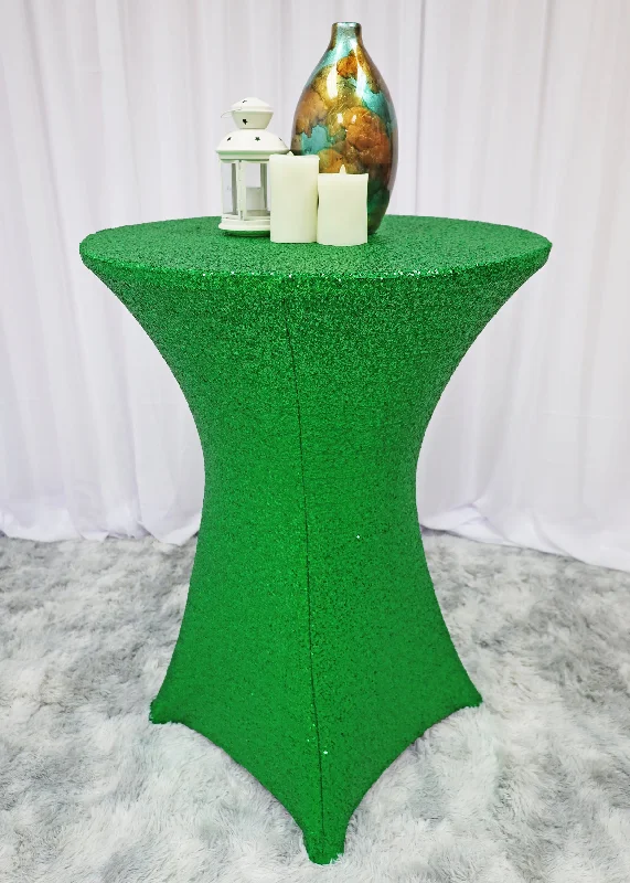 36"x42" Cocktail Sequin Spandex Table Cover - Emerald Green (1pc)