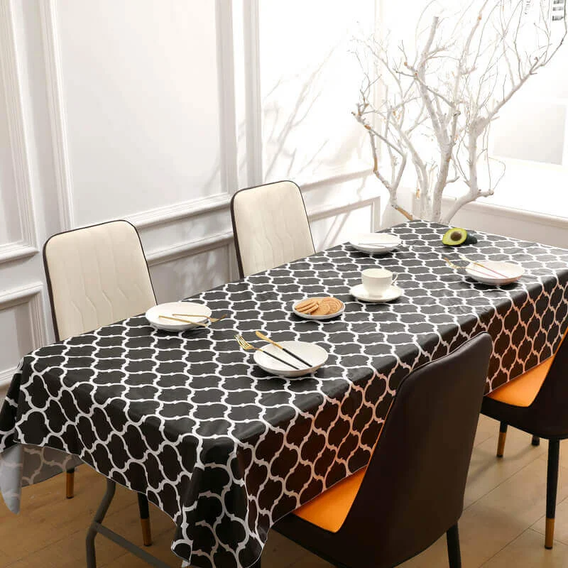 Flannel Backed Vinyl Rectangle Tablecloth, Heavy Duty Table Cover for Dining Table