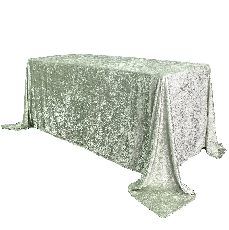 90 x 156 Inch Rectangular Crushed Velvet Tablecloth Sage