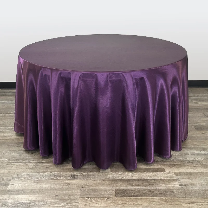 120 inch Satin Round Tablecloth Eggplant