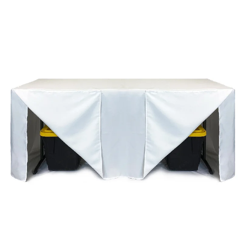 6 ft Fitted Slit Open Back Polyester Rectangular Tablecloth White