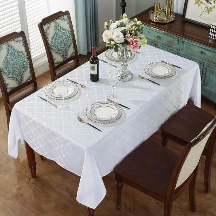 Jacquard Floral Polyester Table Cover For Party