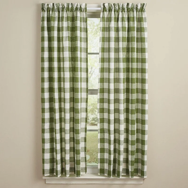 Wicklow Check Curtain Panels - Sage 72x63 Unlined Park Designs