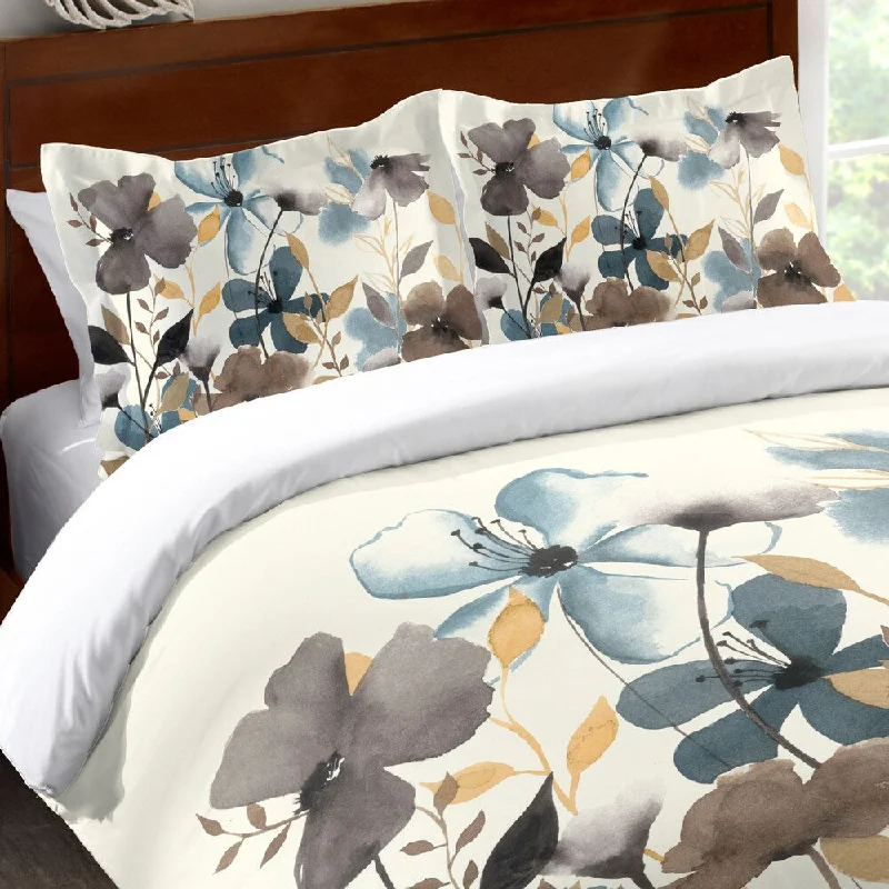 Laural Home Greige Flowers Standard Pillow Sham