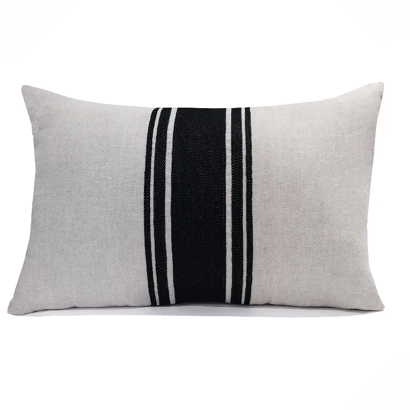 Oatmeal Black Grain Sack Pillow