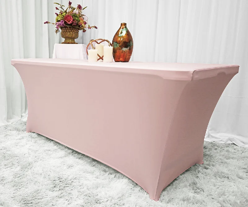 8 Ft Rectangular Spandex (220 GSM) Table Cover - Blush Pink/Rose Gold (1pc)